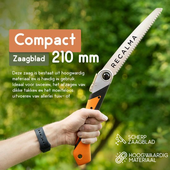 Recalma Inklapbare Snoeizaag - Takkenzaag en Handzaag - 210 mm Zaagblad - Voor Hout en Bomen - SK5 Staal van Recalma — afbeelding 4