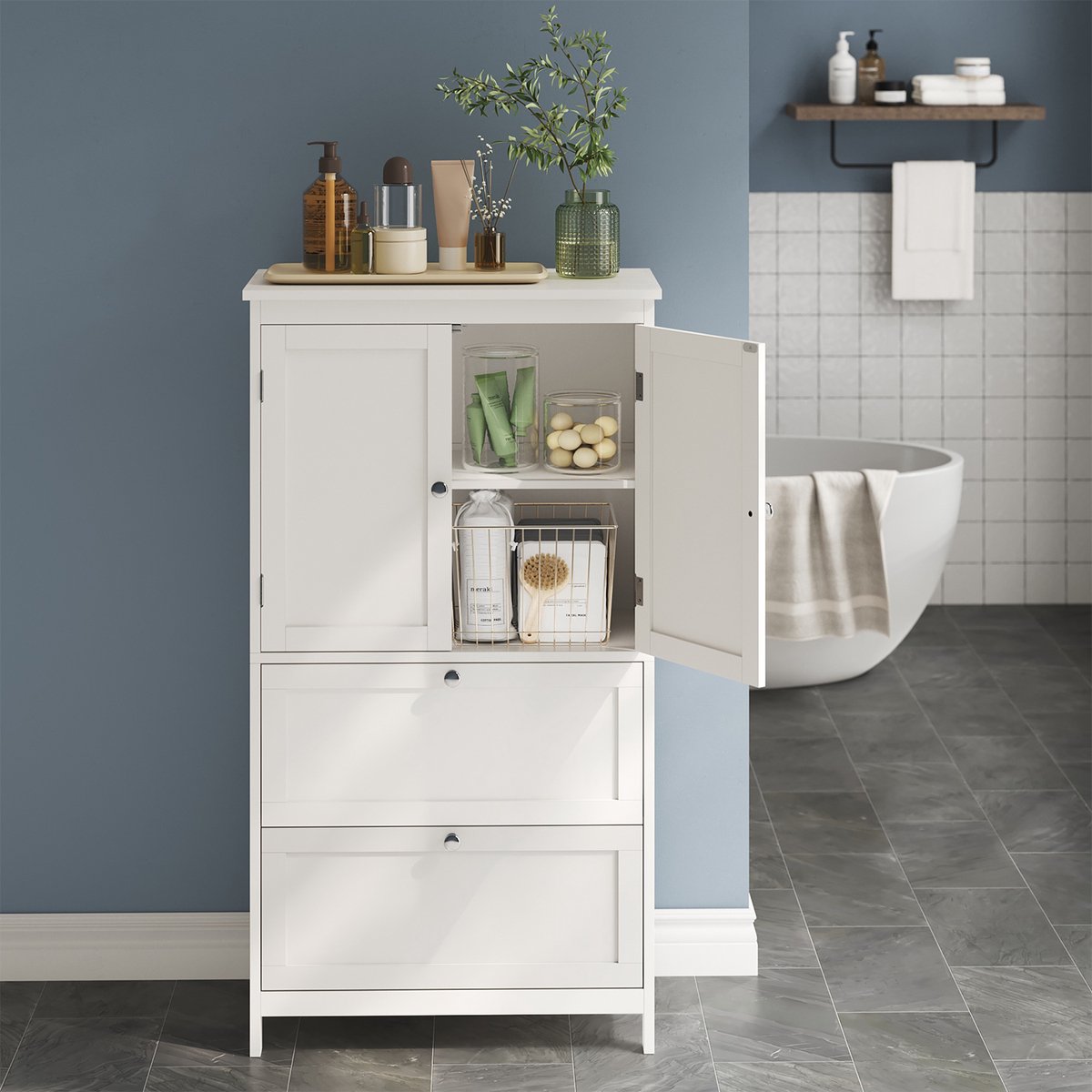 MIRA Home - Badkamerkast - Kast - Hout - Wit - 30x60x110