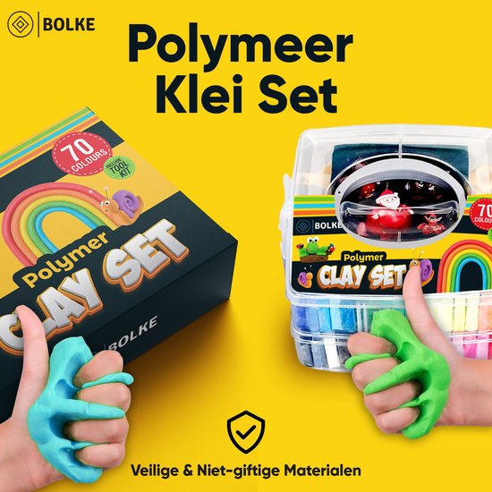 Bolke Polymeer Klei Set - 70 Kleuren 70x20g - Ovenhardende Boetseerklei voor Volwassenen - Fimo Alternatief