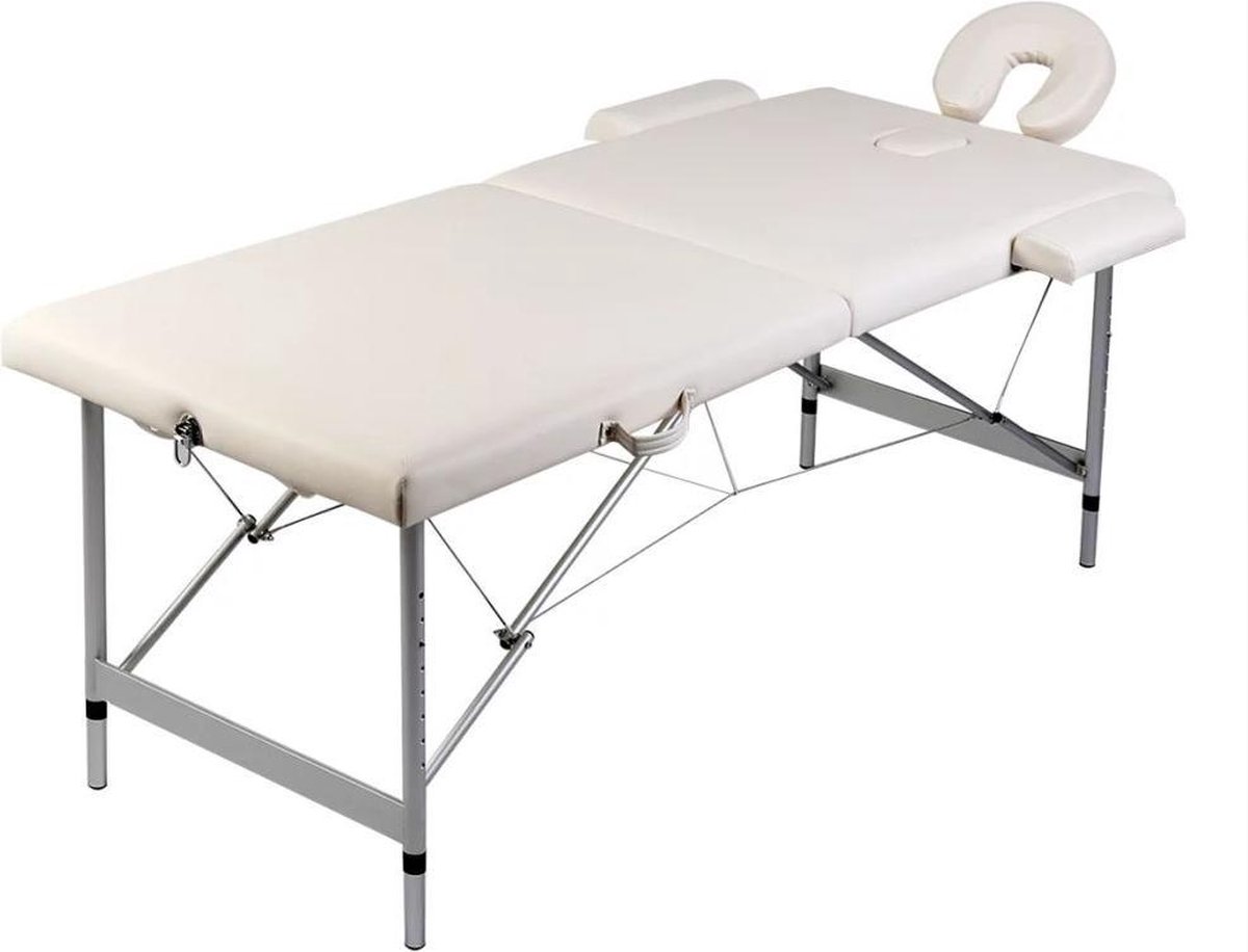 Goedkoopste vidaXL - Massagetafel - met - 2 - zones - inklapbaar - aluminium - frame - crèmewit
