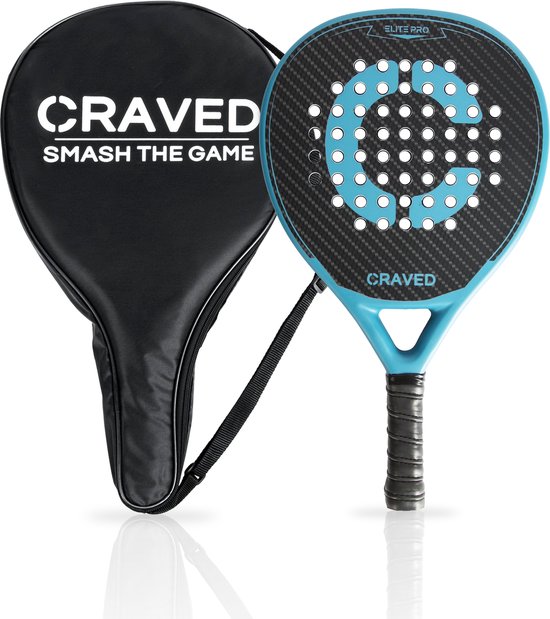 Craved Padel Racket Elite Pro - Inclusief padeltas - Carbon - Blauw/Zwart