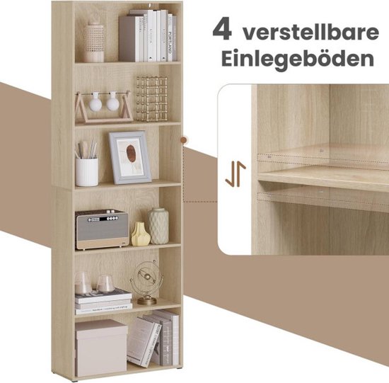 Furinno Luder 2-laags boekenkast, open plank, Frans eiken Furinno Luder 2-laags boekenkast, open plank, Frans eiken