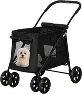 Thuys – Poussette de Luxe pour grand chien – Chariot pour chien jusqu'à 20 kg – Pliable – Poussette avec poches latérales – Poussette pour chien – Poussette grand espace de rangement – ​​Zwart