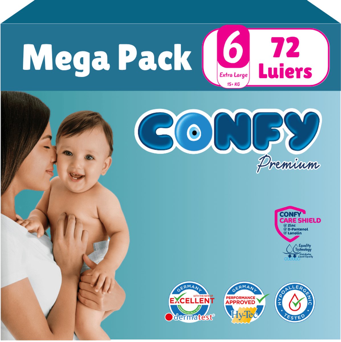 Goedkoopste Confy Premium - Luiers Maat 6 (15 kg) - 72 Luiers - Mega Pack