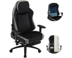 warraich-Productontwikkelaar van luxe gamestoelen en bureaustoelen met adaptieve lendensteun en fluwelen afwerking-zwart+wit