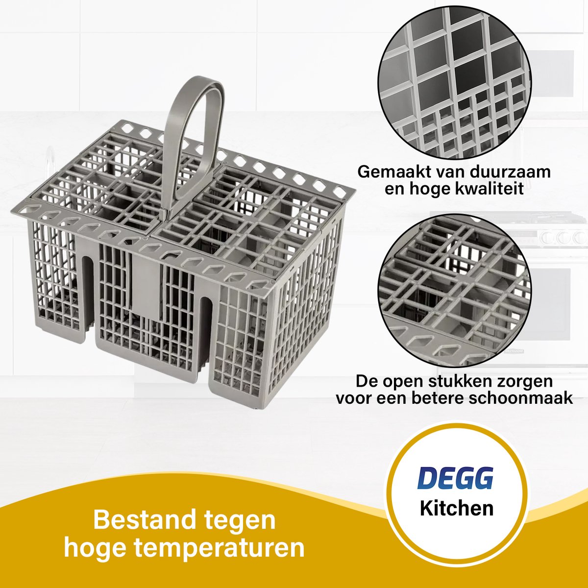 DEGG® - Universele Bestekmand voor Vaatwasser - Met Handvat - Grijs — afbeelding 2