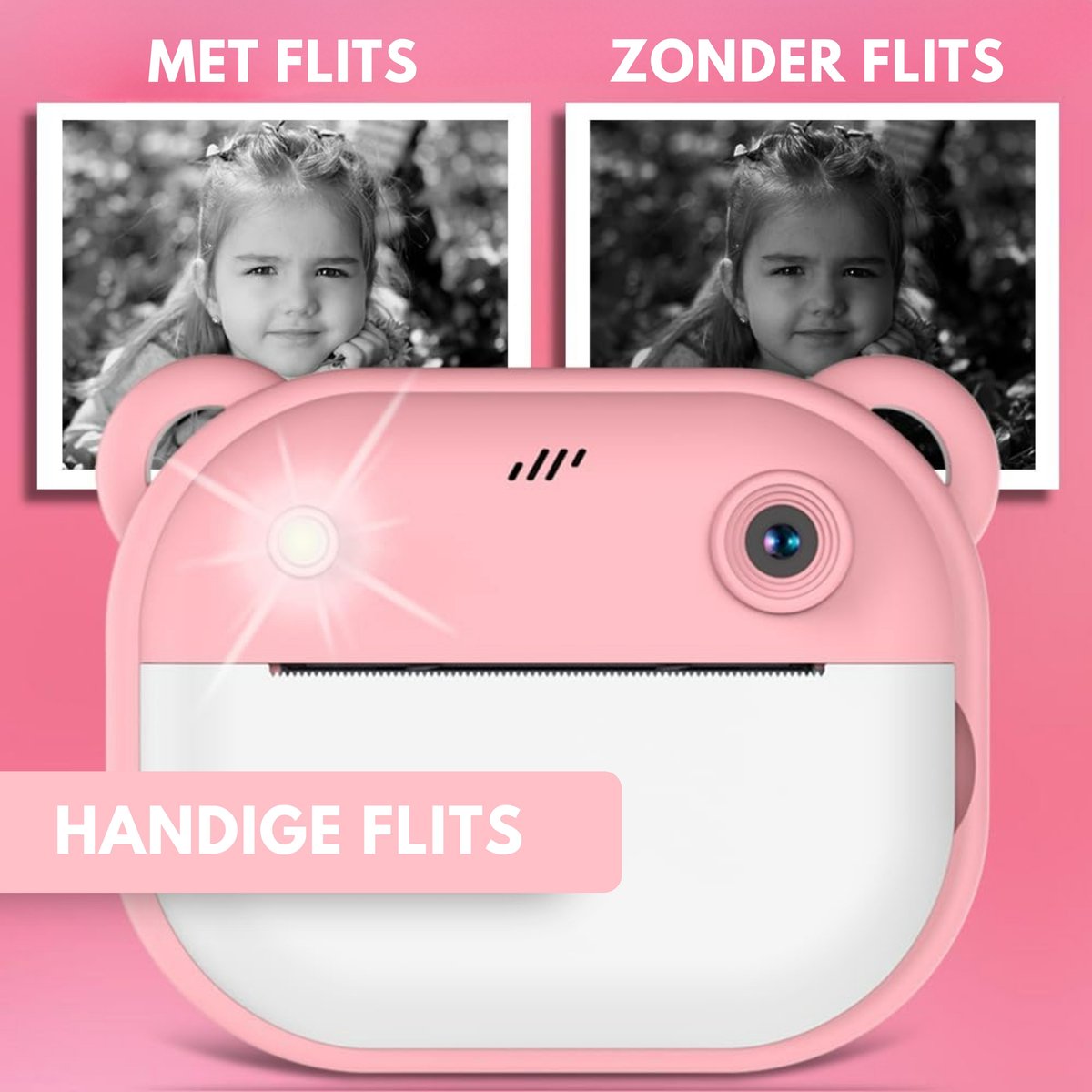 Boncy® Digitale Kindercamera met Foto Printer - Instant Print Kinder Camera - Fototoestel voor Kinderen Jongens & Meisjes - Digitaal Kindercamera's Speelgoed - Fotoprinter Speelgoedcamera Pocket Printer Roze — afbeelding 3