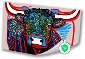 Kleurrijk portret van een stier - Stier poster - Posters dieren - Pop Art - Woonkamer posters - Slaapkamer wanddecoratie - poster 100x70 cm