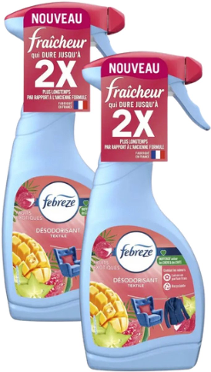 Lenor Febreze Textielverfrisser Spray - Exotic Fruits - Multipack | 2x 500ml | Verwijdert nare geuren