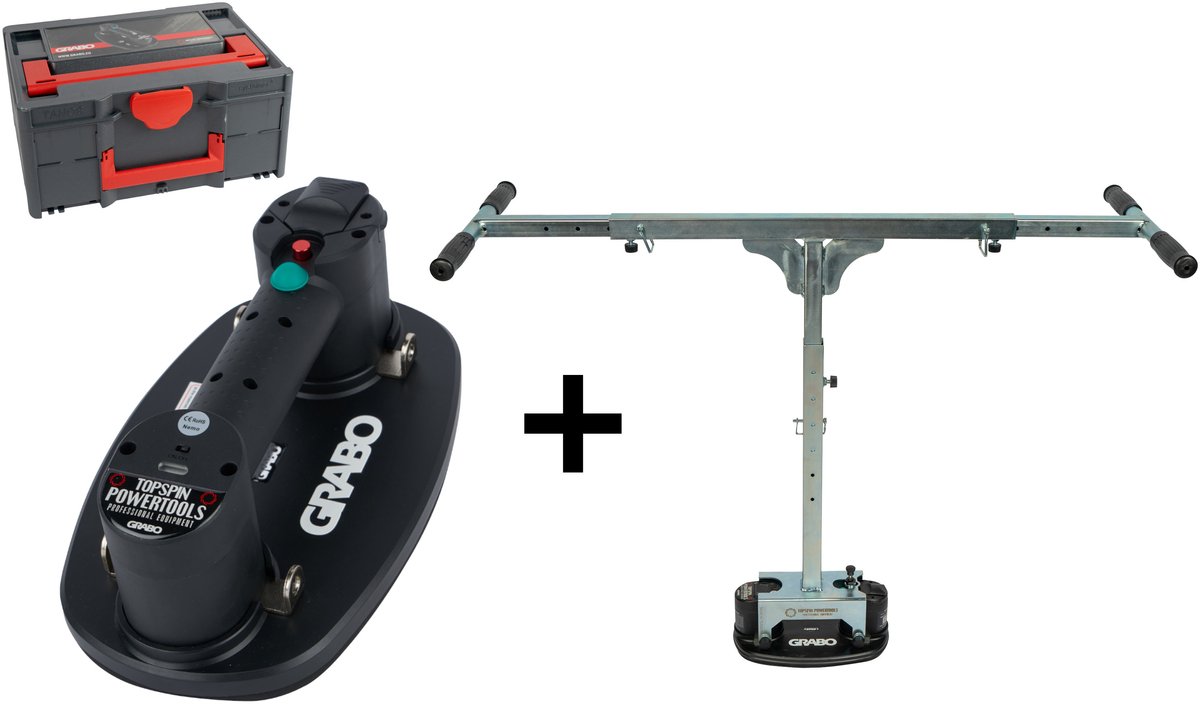 GRABO Plus in Koffer + T-Lift 120 - Elektrische draagbare vacuümzuiger - Handgereedschap - Hefvermogen 120 kg