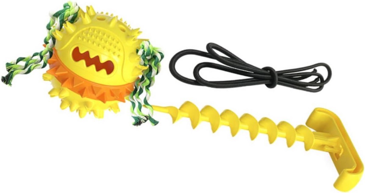 Nixnix® - Honden Speelgoed Bal met Touw - Geel - Kauwbot