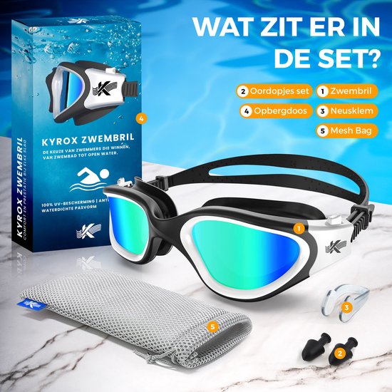 Zwembril met gepolariseerde glazen - Anti-condens, UV-bescherming, geen
