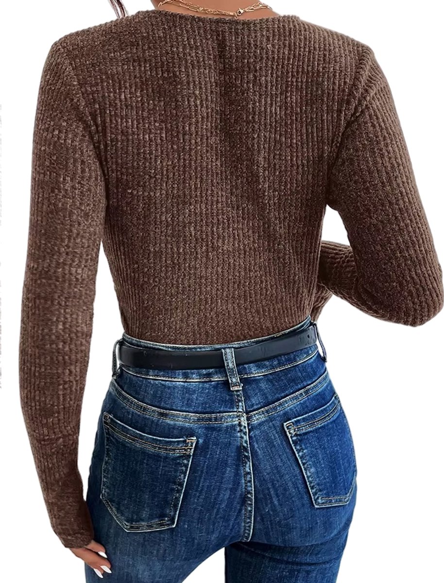 Chemisier Blanc à Manches Longues Et Col En V Profond Pour Femme