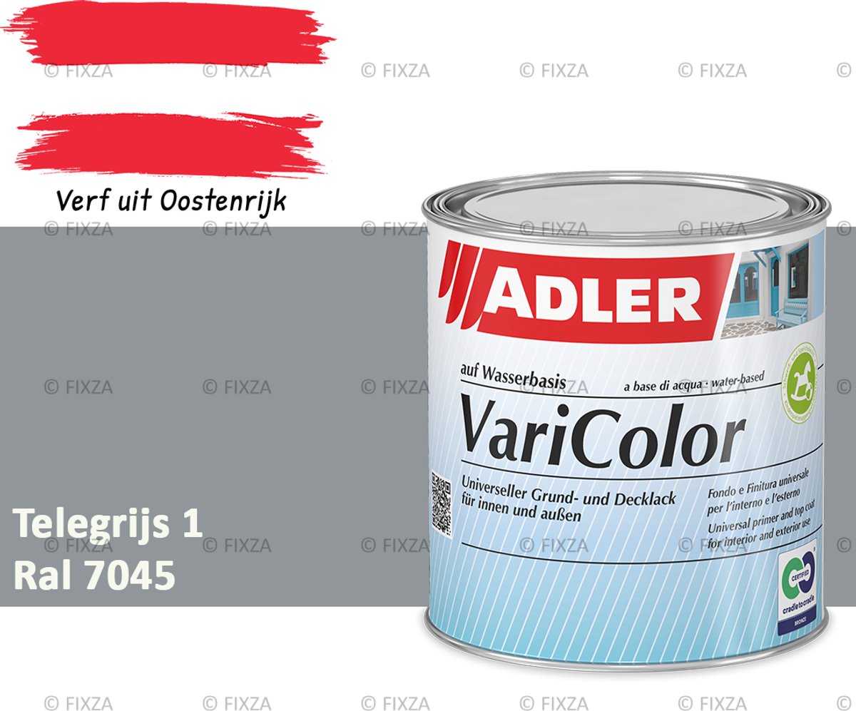 ADLER Varicolor Lakverf RAL 7045 – Telegrijs 1 750 ml – 2-in-1 Houtverf, Metaalverf en Kunststof Lak voor Binnen & Buiten