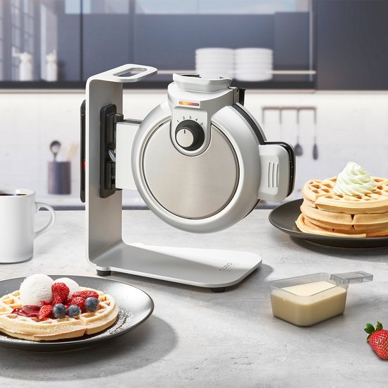 CASO WaffleUp - Verticaal Wafelijzer - 800 Watt - RVS - Perfecte Belgische Wafels Ø 18 cm - Non-stick coating van Caso Design — afbeelding 4