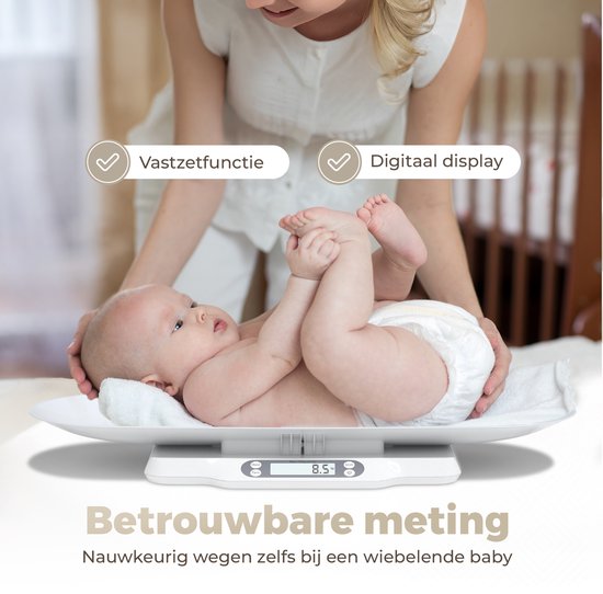 Gatson Babyweegschaal - Met App - Tot 30kg - Inclusief Meetlint - Dierenweegschaal - Weegschaal baby - Babyshower