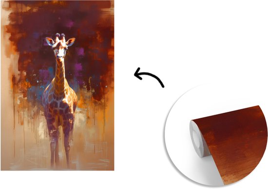 Behang - Fotobehang Giraf - Bruin - Abstract - Geschilderd - Breedte 170 cm x hoogte 260 cm