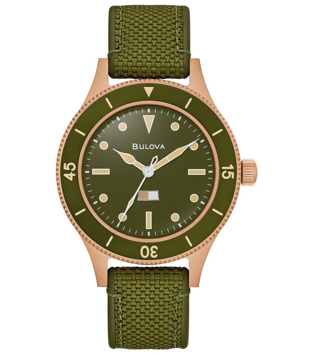 Bulova Archive Series MIL SHIPS 150th Anniversary Edition 98A324 Horloge - Siliconen - Groen - Ø 41 mm