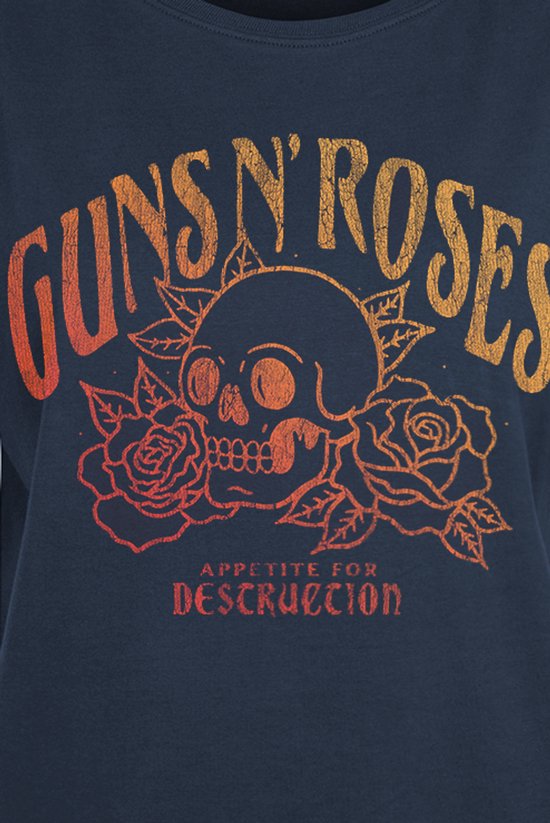 T-shirt Guns N' Roses Appetite For Destruction Skull bleu marine taille M en Katoen pour femme - Produits dérivés de groupes, groupes