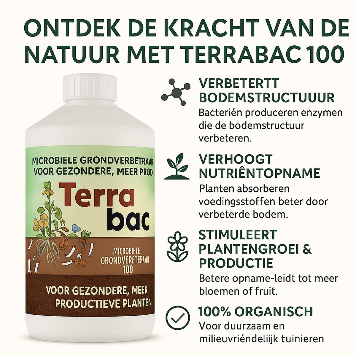 Ferrarium microbiele grondverbeteraar 1 Liter voor binnenplanten & buitenplanten - Bodemverbeteraar met effectieve micro-organismen - bacteriën grondverbeteraar - bacteriële grondverbeteraar