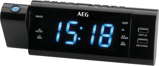 AEG Wekkerradio met tijdprojectie MRC 4159 P zwart | bol.com
