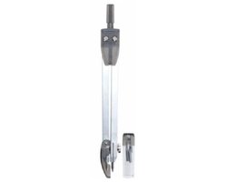 Passer set - grijs - 2 delig - 17 cm - met potloodvullingen - Wiskunde/rekenen - Voor school