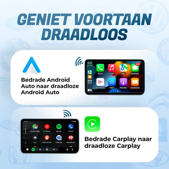 Quality4Less™ -Mini 2 in 1 Dongle - Draadloos verbinden met Android Auto en Apple Carplay - Zwart - 2025 Model van Quality4Less — afbeelding 3