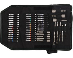 Haupa Ratelschroevendraaierset FlexBagPro met 37 Safety Bits, Doppen en Boren in Nylon Tas 51-delig - FlexPlus ratelschroevendraaier - Kleurgecodeerde torsie-bits (50 mm) - Bits voor Torx (met gat), Hex, PH, PZ, sleuf, vierkant, PZ/FL en PH/FL