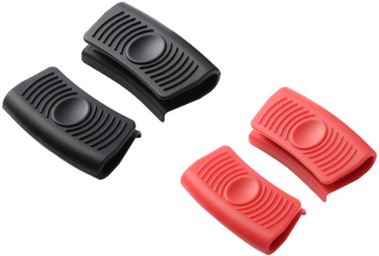 Lot de 2 paires de maniques en Siliconen pour casseroles, poêles et ustensiles de cuisine, 8 x 4 x 1,2 cm, rouge et Siliconen