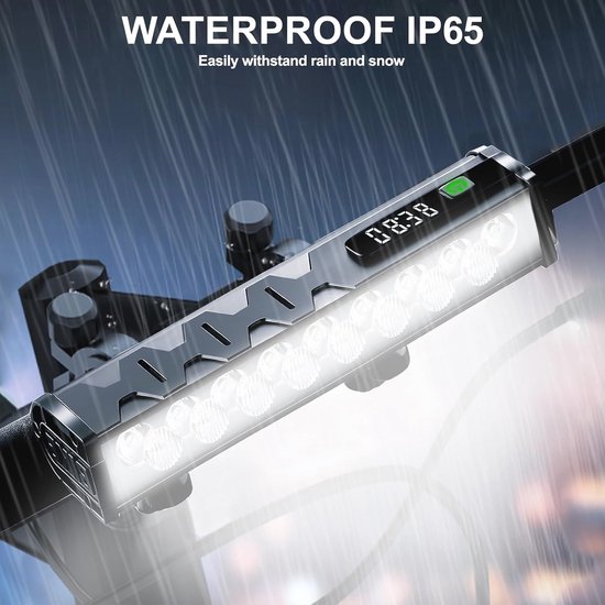 Ultra Heldere Oplaadbare Fietslamp Voor & Achter - 25500 Lumen LED - 10000mAh - IP65 Waterdicht — afbeelding 5