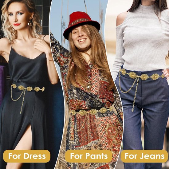 Riem voor Vrouwen - Zilveren Concho Link Chain Westerse Cowgirl - Voor Jeans en Jurken — afbeelding 5
