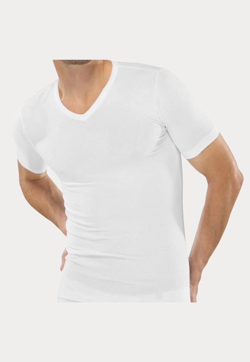 Marco rossi - T-Shirt Heren - 100% Katoen - V hals - V-neck - Ondershirts - Wit - 1Pack - Maat XXL