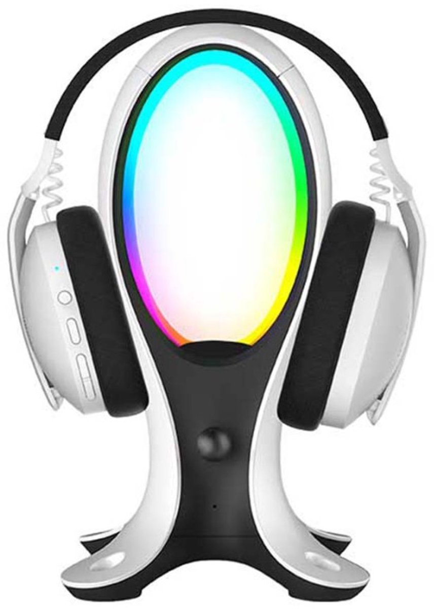 Subsonic 4‑in‑1 Gaming Headset Stand – RGB Verlichting – USB‑C & USB‑A Hub – Verlichte Game Figurines + Stroomkabel