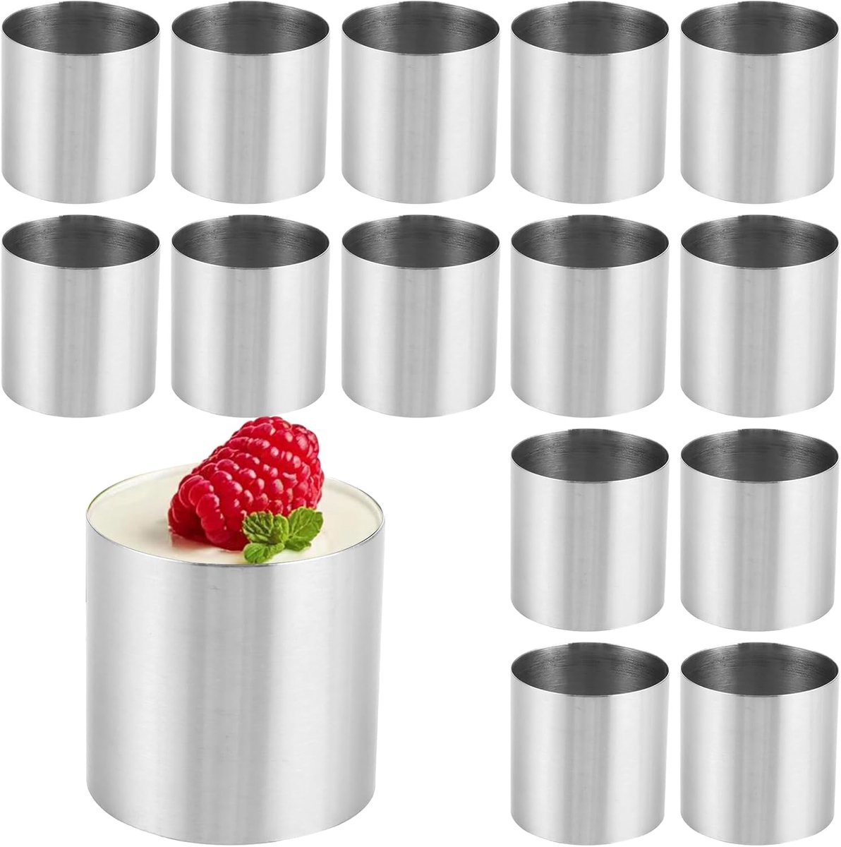 Ibenzoa® Set van 15 Ronde Roestvrij Stalen Bakringen – Perfect voor Mousse en Desserts (5 cm)