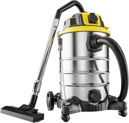 Monzana Stofzuiger Nat en Droog - 2200W Bewegingsradius 9M 30L - Zilver