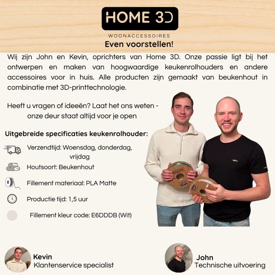 Home 3D - Porte-rouleau essuie-tout Wit - 25cm debout - Durable