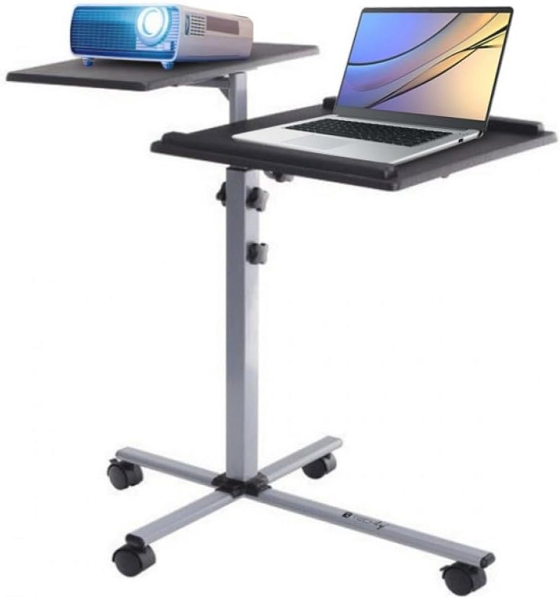 Verstelbare trolley voor projector en laptop met twee niveaus - Mobiele tafel voor vergaderingen en presentatie