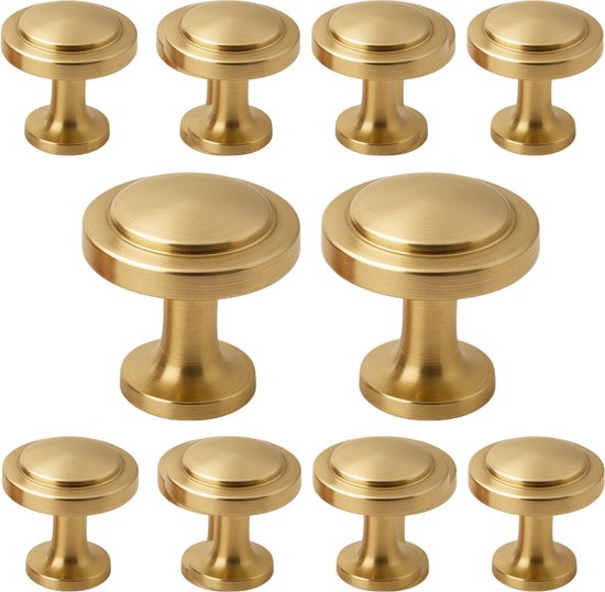 12 Stuks Gouden Vintage Kast Deurknop, Paddestoel Lade Knop, Enkel Gat Ronde Lade Trekhandvat met Bijpassende Schroeven