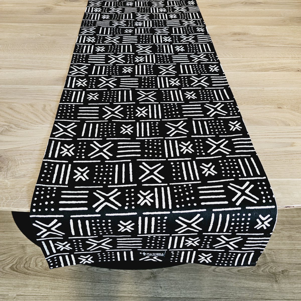 Tafelloper | 180x35cm | Handgemaakte Afrikaanse Print "Mudcloth" Bogolan Geïnspireerde Print Tafelloper Gemaakt van 100% Afrikaanse Print Stof