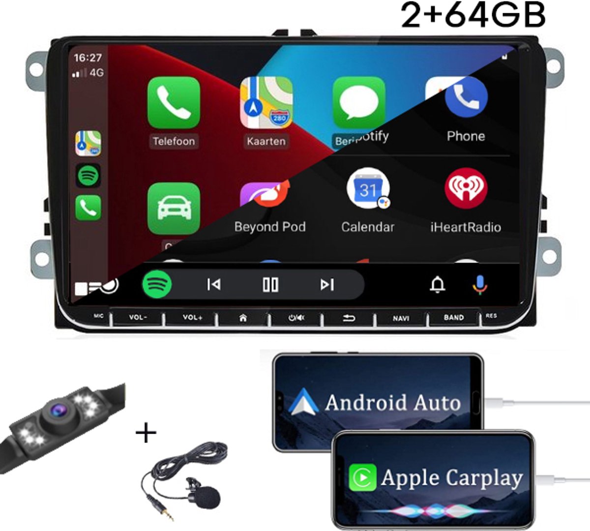 Boscer® Autoradio Volkswagen Skoda & Seat - Apple Carplay & Android Auto - 2+32GB - Android 10 - 9" HD Touchscreen - Navigatiesysteem - Achteruitrijcamera & Microfoon