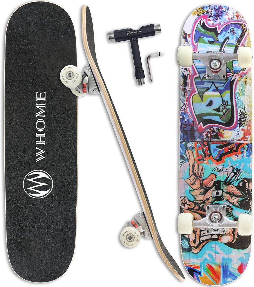 Skateboard voor Beginners en Gevorderden - 31"x8" Compleet met 8-laags Esdoorn Deck en ABEC-9 Lagers