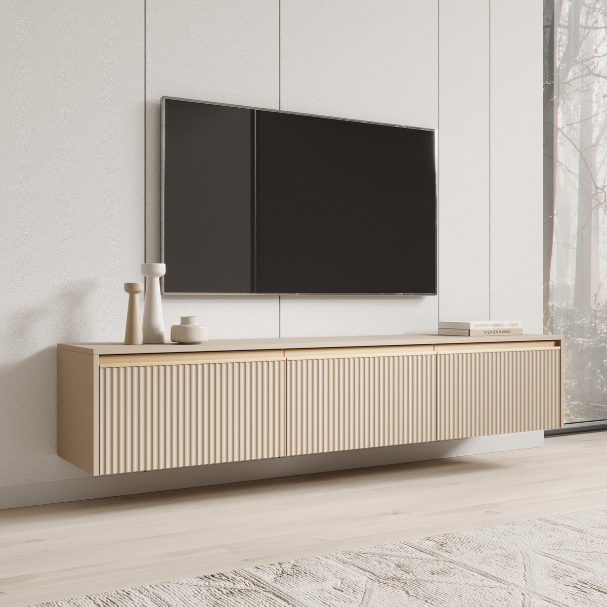 MEUBELLA TV-Meubel Remy - Beige - 182 cm