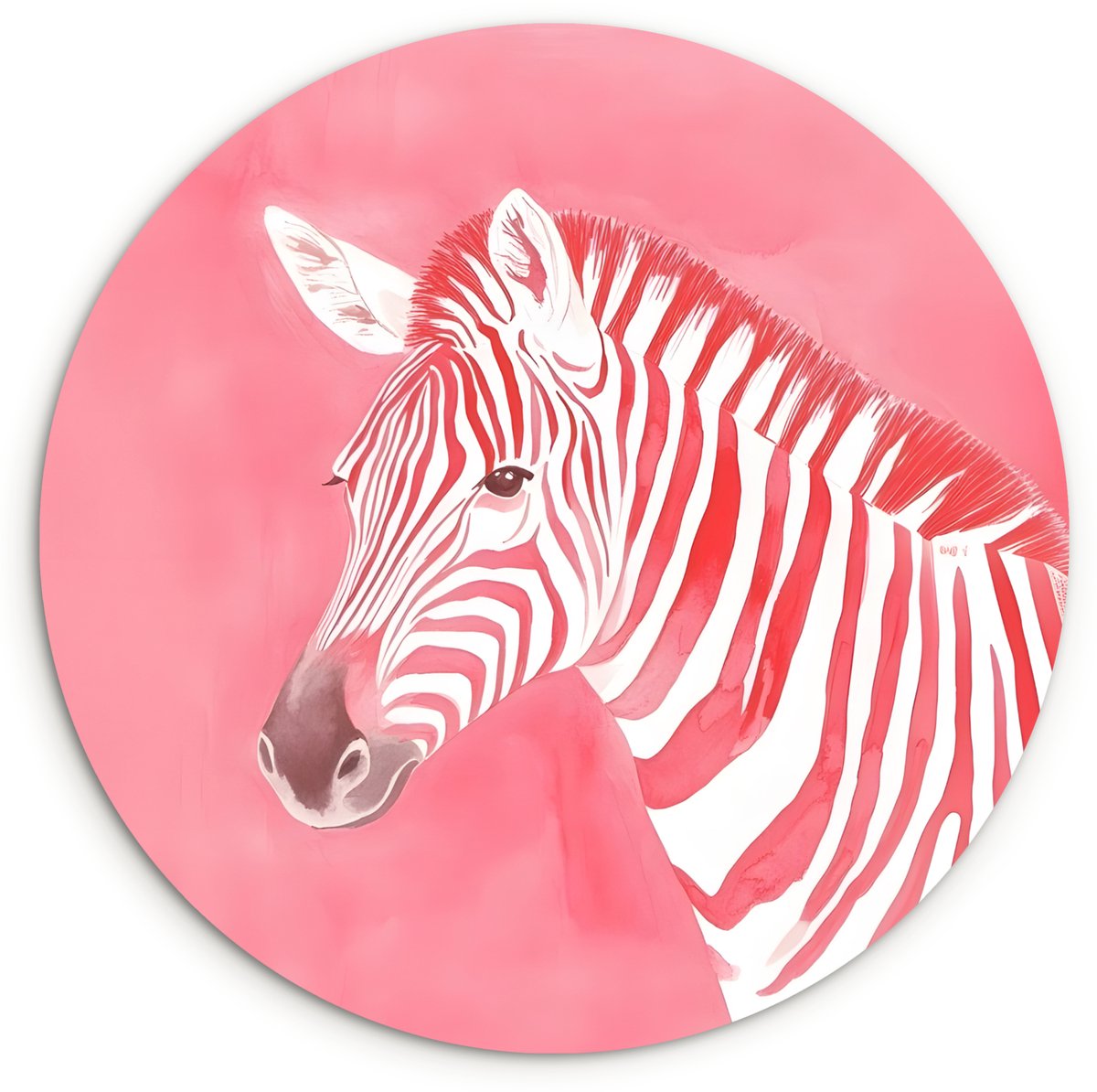 WallCircle Wandcirkel 150x150 cm - Muurcirkel Zebra - Pink - Verf - Muurdecoratie woonkamer - Wanddecoratie slaapkamer - Kamer decoratie accessoires - Ronde schilderijen