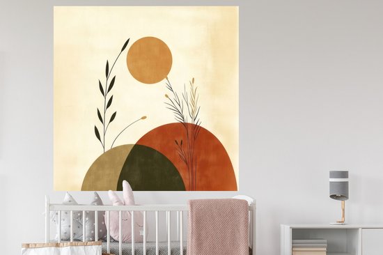 Muurstickers - Sticker Folie - Plantes - Abstrait - Formes - 120x120 cm - Plakfolie - Muurstickers Kinderkamer - Zelfklevend Behang XXL - Zelfklevend behangpapier - Stickerfolie