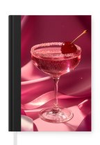Notitieboek - Schrijfboek - Cocktail - Pink - Luxe - Notitieboekje klein - A5 formaat - Schrijfblok