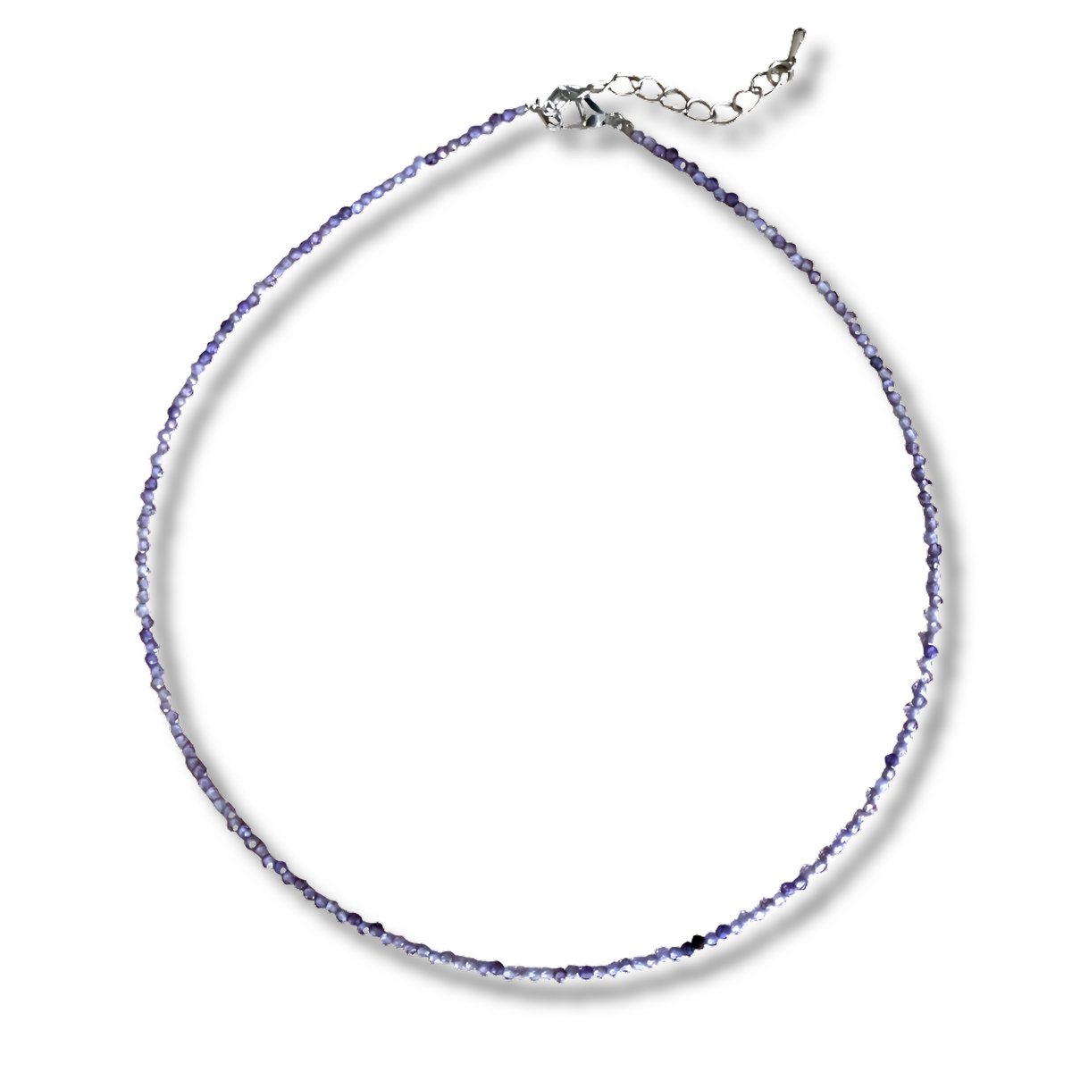 Collier - ketting - lila/paarse zirkonia - natuursteen - 2 mm dik - 40 cm lang