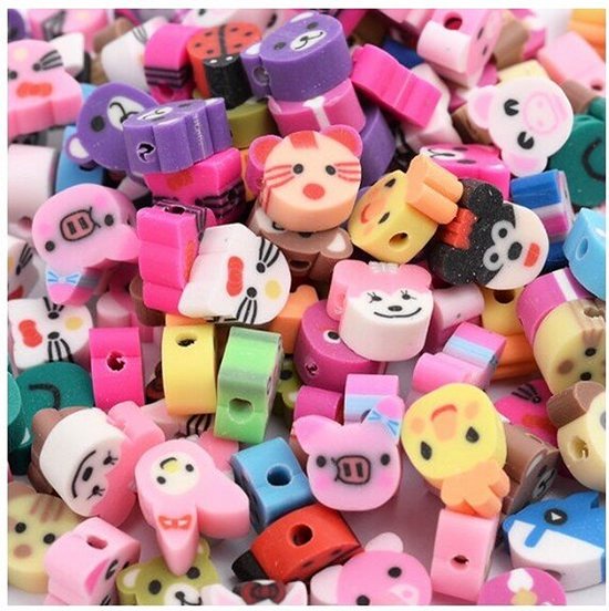 Knaak 50 pcs Perles Animaux - 1 cm - Perles Figures - Perles Argile - Perles Fimo