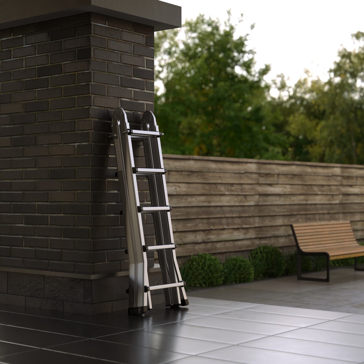 RMBO - Uitschuifbare Vouwladder 4x5 - Vouwladder - Multiladder - 5,10 m lang - Compact en Draagbare ladder - Geschikt voor Particulier en Professioneel Gebruik - Max. Belasting 150 kg, EN 131.6 – foto 6