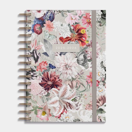 Hobbit - A5 Agenda 2025-2026 - 1 week op 2 pagina's - Harde Kaft - Ringband Agenda A5 (14,8 x 21 cm) - Bloemen