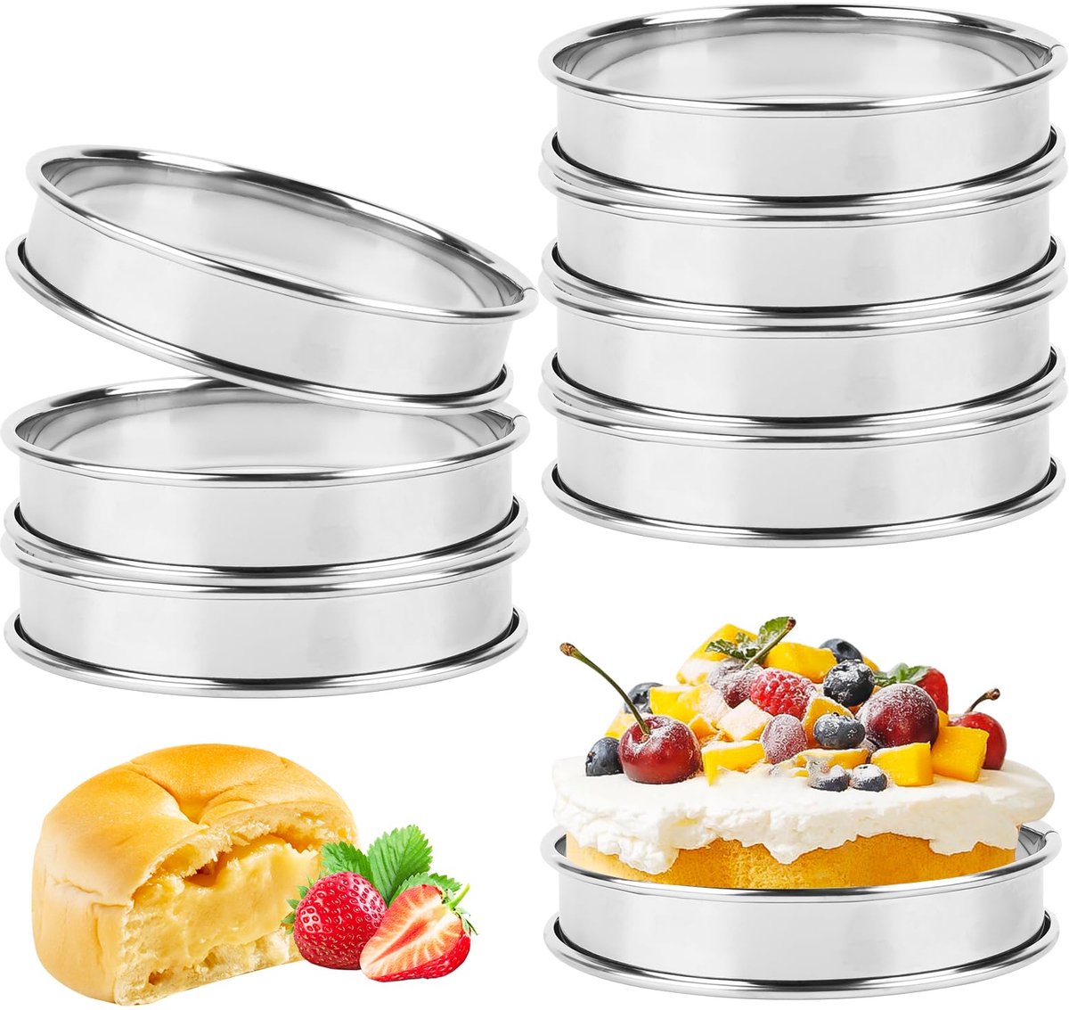 Ibenzoa® Roestvrij Stalen Muffinringen – Multifunctioneel voor Diverse Bakresultaten